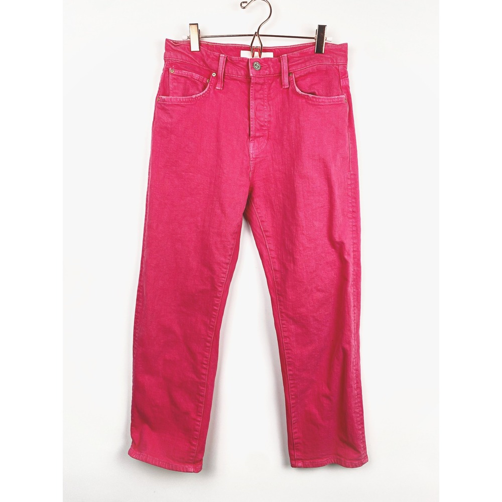 Mother Pink High Waist Ditcher Crop Straight Leg Jean